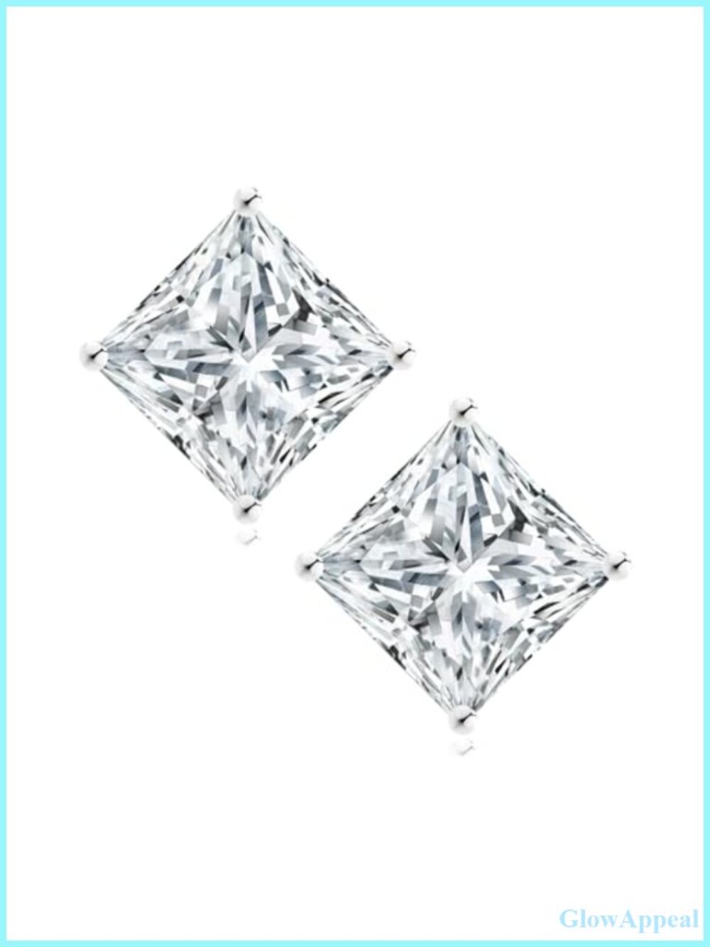 Princess Cut Moissanite Stud Earrings 925 Sterling Silver 1CT